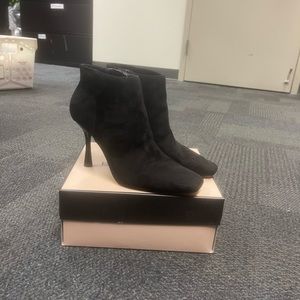 Black suede, square toe, MIX NO 6 ankle boots, comfy, worn 4 times.